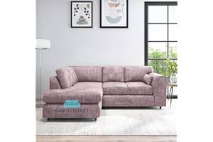 Gamzo Outlet Sleek Exclusive Robust Left-Hand Corner Full Back Colourful Alaska Fabric Designer Sofa Comfy Home Décor Furniture for Moderate to Spacious Contemporary Living Room (Colour- Pink)