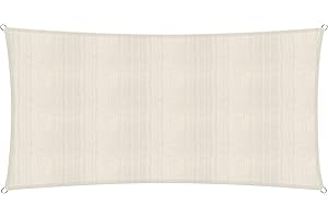 Lumaland Sunsail rectangulaire 3 x 5 mètres | Protection Solaire résistante aux intempéries avec Cordes de Fixation | Terrasse, Jardin et Balcon, Toile à Voile HDPE, Protection UV [crème]