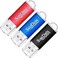 SunData 32GB USB Flash Drive 3Pack 32GB USB 2.0 Memory Stick Thumb Drives Pen Drive USB Stick for Data Storage with LED Light(3 Colors: Black Blue Red)