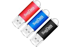 SunData Clé USB 32 Go Lot de 3 USB 2.0 Flash Drive Mémoire Stick Stockage Données Pendrive avec Lumière LED (3 Couleurs: Noir Bleu Rouge)