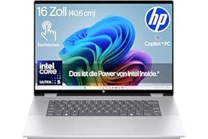 ‎HP HP OmniBook X Flip NG AI 16-as0253ng 2in1 Laptop, Next Gen KI Copilot+ PC, 16" 2K 1920 x 1200 Touchscreen, Intel Ultra 5-226V (8C) 40 NPU Tops, 16GB LPDDR5X 8533, 512 GB SSD, Win 11, QWERTZ, Silber