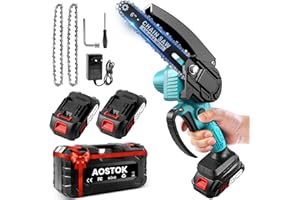 AOSTOK 6 inch Mini Chainsaw with 2 Batteries and 21V Charger for Men Women Tree Branches Trimming Wood Cutting