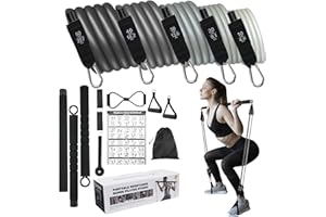 M MOACC Set di 5 fasce di resistenza, fasce di resistenza per il fitness, fasce di resistenza, regolabili e rimovibili, per l'allenamento della forza