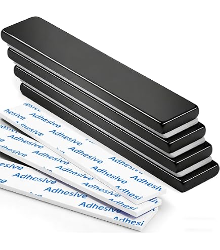 Lot 6 Aimants Néodyme Extra Puissants 60x10x3 Mm – Noir Époxy – Pour Tableau, Frigo, Cuisine, Organisation