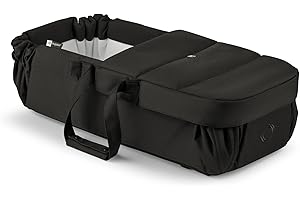 Bugaboo Baby Nest, Portable 2‑in‑1 Bassinet & Footmuff with Carry Straps, Unfolds into Cotton Mattress & Playmat, Compatible Strollers, Lie‑Flat Pod for Babies from Birth – Heritage Black
