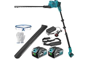 Yofidra Trådlös teleskopisk häckstorlek 40 cm - elektrisk handstångshållare med stålblad, 2 batterier 3,0 Ah och laddare, 2,4