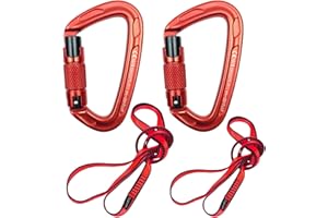 LETTO & TAILOR Moschettone per arrampicata, 2 pezzi, certificato UIAA 25KN, moschettoni da arrampicata + 2 pezzi corda di nylon 23 KN, per arrampicata, alpinismo, escursionismo, attrezzature di emergenza..