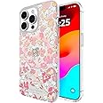 Kate Spade Clear Floral Case Compatible with iPhone 15 Pro Max 2023 6.7" - 10Ft Drop Protection Cover, Made from Recycled Materials, Magsafe Wireless Charging Compatible - Flowerbed Pink Ombre