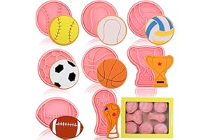ZELAITE Set di 8 formine per biscotti da calcio e calcio, in plastica, con motivo a forma di biscotti (E)