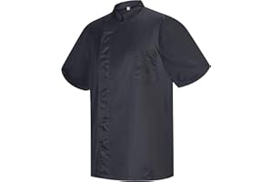 MISEMIYA Bar Restaurante Chaquetas Chef Cocinero Mangas Cortas Camisa de utilidades de Trabajo para Hombre