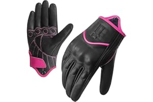 Harssidanzar Guantes de Moto con Pantalla táctil de Piel de Cabra con Dedos completos para Mujer GL016EU