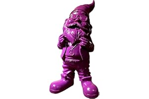 ‎SEWAS SEWAS Gartenzwerg Rocker mit Peace Kette, Berry Edition, handbemalt und wetterfest aus hochwertigem Kunstharz, Lila, Dekofigur