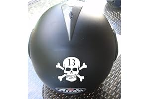 SUPERSTICKI Totenkopf 13 Skull Helmaufkleber Helm Motorrad Aufkleber Bike Auto Racing Tuning aus Hochleistungsfolie Aufkleber Autoaufkleber Tuningaufkleber Hochleistungsfolie für alle glatt