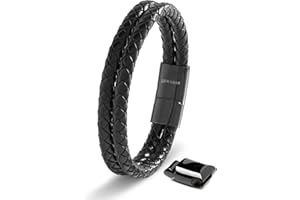 SERASAR Pulseras de cuero premium para hombre | Cierre seguro de acero inoxidable | Tres colores | Joyero Incluido