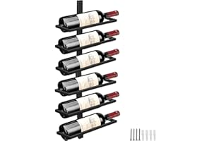 Giyiprpi Wand Weinregal Flaschenregal für 6 Flaschen, Metall Weinregal Hängend Wandmontage Weinflaschenregale, Wandregal Wein Aufbewahrungsregal für Küche Esszimmer Bar (Eben 6)