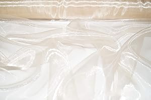 THEFABRICTRADE Premium Crystal Organza Voile Fancy Dress Costume Decorations Fabric 150cm Wide/Sold by The Metre (Heavy Cream)