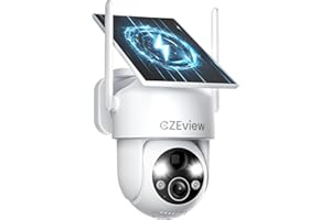CZEview 2K Camera Surveillance WiFi Extérieure Solaire, System d'Alarme, Camera Exterieur Batterie sans Fil, 2.4G WiFi, Vision Nocturne Couleur, PIR Détection Humaine, Outdoor Camera