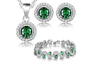 Crystalline Azuria Donna 18ct Placcato Oro Bianco Rotondo Cristalli di Zirconi Parure Collana con Ciondolo Orecchini Bracciale