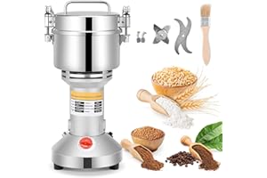 VAYOTOY Mulino per Cereali 500g Mulino a Pietra Grinder Elettrico 36000RPM Alta velocità Cereali Grinder Acciaio Inossidabile Macina Cereali Elettrica Mulino Elettrico per Grano Cereali Secchi Spezie