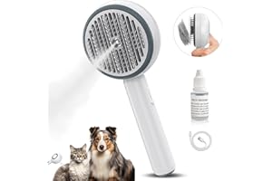 SUPORE Spazzola a Vapore per Gatti e Cani, 3 in 1 Spazzola per Gatti con Serbatoio, Pettine per Massaggio in Spray per Gatti, Spazzola per Cani a Pelo Lungo e Corto, Un Pulsante per Rimuovere i Peli (Bianco)