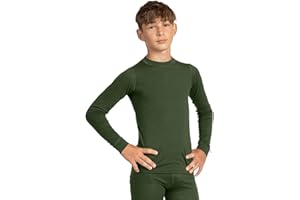 menique 100% Merinowolle Kinder Thermounterwäsche – Warmes Langarm, Atmungsaktives Thermo Unterhemd Jungen & Mädchen, Skiunterwäsche für Fussball, Schule & Winter