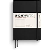 LEUCHTTURM1917 Cuaderno Medium (A5), Tapa dura, Negro, Punteado, Dotted | 251 páginas numeradas, cosido a hilo, índice, bolsi
