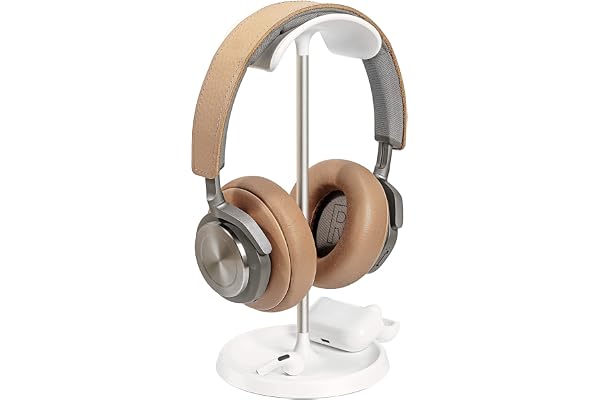 QinCoon Support Casque, Support de Écouteurs incurvé avec plateau de rangement, Porte Casque de jeu à base pour AirPods Max, Beats, Bose, Sennheiser, Sony et plus (Blanc)
