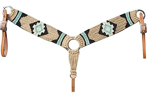 Cheval's International Western Collier de poitrine pour cheval en mohair fait à la main en laine et cuir de qualité supérieure, réglable, durable et confortable pour chevaux – Beige, complet