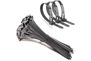 Gsrhzd Bridas, 100 Piezas Bridas Plastico, Reutilizable Bridas Negras Tarea Pesada, Retirable Bridas para Cables, Para Oficina, Hogar, Exteriores, 300 x 4.8MM