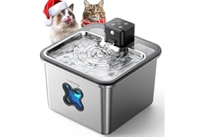 FEELNEEDY Cat Water Fountain Wireless Stainless Steel for Drinking, 3.2L/108oz, 4000mAh Detachable Battery, 3 Modes with Sensor, 45-Day Cordless, Visible Filtration, Durable for Cats & Dogs