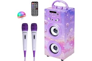 ‎DYNASONIC DYNASONIC (3 Generacja 2022 Model Maszyna Karaoke z Mikrofonem, Głośnik idealny na oryginalny prezent dla dzieci dziewczyn zabawki, przenośny i bezprzewodowy (Model 18-LUZ)