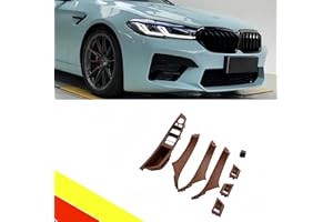 POETRYXIAO Set di ricambio per maniglia interna con lato guidatore, interruttore finestra, bracciolo e maniglia per porta passeggero e interruttore finestra per 5 F10 F11 F18 (7 pezzi, rosso-marrone)