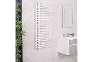 Warmehaus Designer Bathroom Electric Heated Towel Rail Rad Ladder Radiator Kit 1250 x 500mm White
