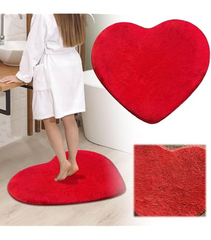 Tappeto Cuore Con Fiocco Rosa 60x60cm: Antiscivolo Per Bagno, Morbido E Decorativo