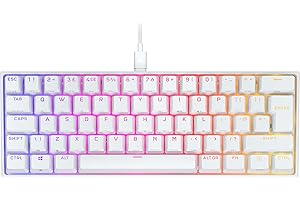 Corsair K65 RGB MINI 60% Mechanical Wired Gaming Keyboard – CHERRY MX RED Linear Switches – PBT Double-Shot Keycaps – iCUE Compatible – QWERTY UK – PC, Mac, Xbox – White