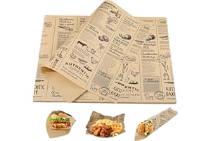QinOustore 100 fogli di carta 38 x 28 cm – carta da forno – fogli di carta oleata – carta hamburger – carta da forno – carta per hamburger, panini, patatine fritte, torte