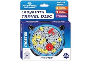 Play-a-Maze 3115278 Kugellabyrinth Puzzle Spiel, Travel Disc Master, 3D-Geduldspiel mit Zahnrädern für Fortgeschrittene, Reisespiel für Erwaschene und Kinder ab 8 Jahren