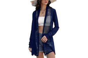 Gyabnw Cardigan Donna Estate Cardigan Sottile Manica Lunga Bikini Leggero Cover Up Giacca Estiva Aperta sul Davanti Giacca da Spiaggia Casual