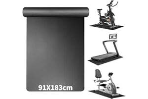 RINOZO Treadmill Mat 6mm Thick Heavy Duty Non-Slip Exercise Bike Mat Compatible with Peloton Bike, Rowing Machine & Home Gym Equipment, Floor Protector for Hardwood & Carpet