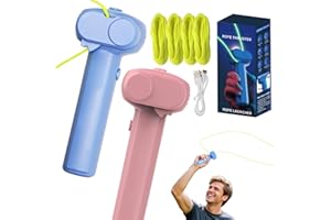 nnOuOnn Zip String Toy, 2PCS Glow In The Dark Rope Launcher, Handheld Pressure Reducer Cool Stuff Outdoor Home Interaction Ideal Birthday For Adults Friends To Gifts (Blue and Pink)
