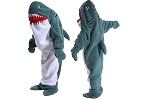 Shamdon Home Collection Hai Decke für Erwachsene Kind, Wearable Shark Blanket Deckenpullover für Damen Herren, Gemütlicher Superweicher Tragbare Hoodie Decke Schlafsack Onesie Hai Kostüm