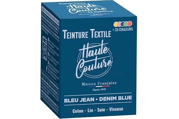 Haute Couture - Teinture Textile Bleu Jean - 350g Tout-en-un - Prêt à l'emploi pour Vêtements et Tissus