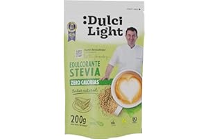 Édulcorant Stevia 200gr DulciLight Zero | Substitut de sucre 100% Naturel 0 % de Calories | Sucre Stevia Granulé | 200gr = 2kg de sucre | Sans aspartame ni conservateur