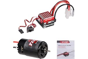 RC Motor combo,HUIOP Motore spazzolato 550 12T con regolatore di velocità elettrico spazzolato ESC 60A/360A 6V/2A per sostituzione camion auto da corsa con telecomando per TRAX4 1/10,RC motor esc