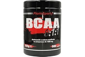 BCAA 8:1:1 Aminoacidi Ramificati Essenziali FlorioSport®, 500 Compresse Tavolette da 1000 mg con Vitamina B1 e B6. Integratore Post Workout per Energia e Recupero.
