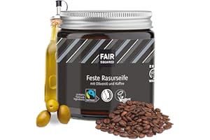 ‎FAIR SQUARED FAIR SQUARED Rasierseife Herren Naturkosmetik 100gr – Rasierseife im Tiegel – Olive & Kaffee – Ohne Parfum & Vegan – Shaving Soap Rasurseife – Sensitive Rasier Seife Rasur ohne Parfum