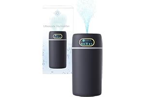 PureAire Cool Mist Humidifier for Bedroom & Home Office, Colour LED Ultrasonic Air Diffuser with High Capacity 800ml Water Tank & USB - Black Nursery Unit Room Essentials & Car Diffusers for Home
