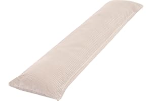 COZYKING Seitenschläferkissen mit Bezug 200 x 40 cm Cord Beige / Creme - Öko-Tex Zertifiziert - 40°C waschbar, perfekt als langes Lagerungs-Kissen u. Schlafkissen oder Schwangerschaftskissen / Stillkissen