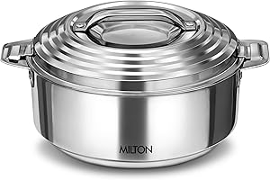 Milton Galaxia 1500 Insulated Stainless Steel Casserole, 2090 ml | 50 oz| 1.58 qt. Thermal Serving Bowl, Keeps Food Hot & Cold for Long Hours, Elegant Hot Pot Food Warmer Cooler, Silver