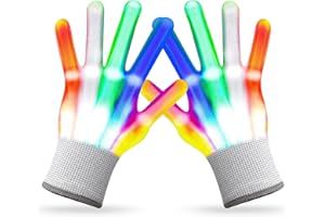 Dilabnda LED Light Gloves Flash Gloves Toy for Children Aged 8 to 14 Years Cool Luminous Gloves for Christmas Party Birthday Clubs Light Show (5 Colours / 6 Modes)